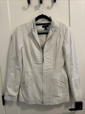 Danier White Leather Zip-Front Jacket